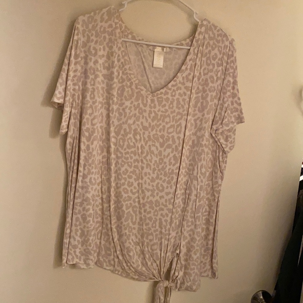 Women’s v-neck cheetah print t shirt. Size XXL. New without tags, only tried on.